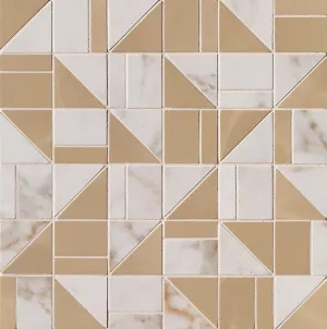 Mozaika lesklá Roma Gold CALACATTA DELICATO Onice Miele Slash Mosaico 30,5x30,5